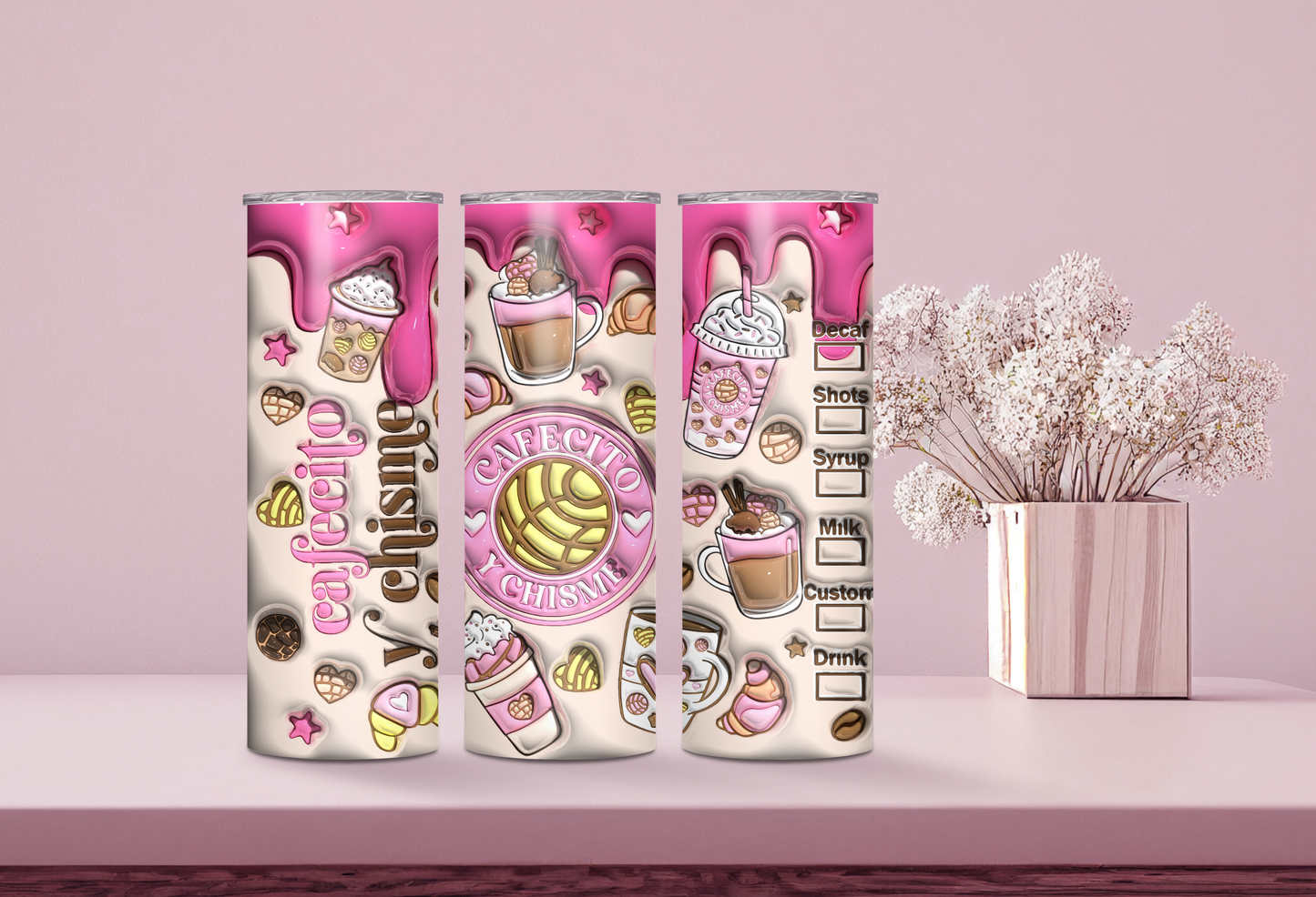 Cafecito y Chisme 3D Tumbler