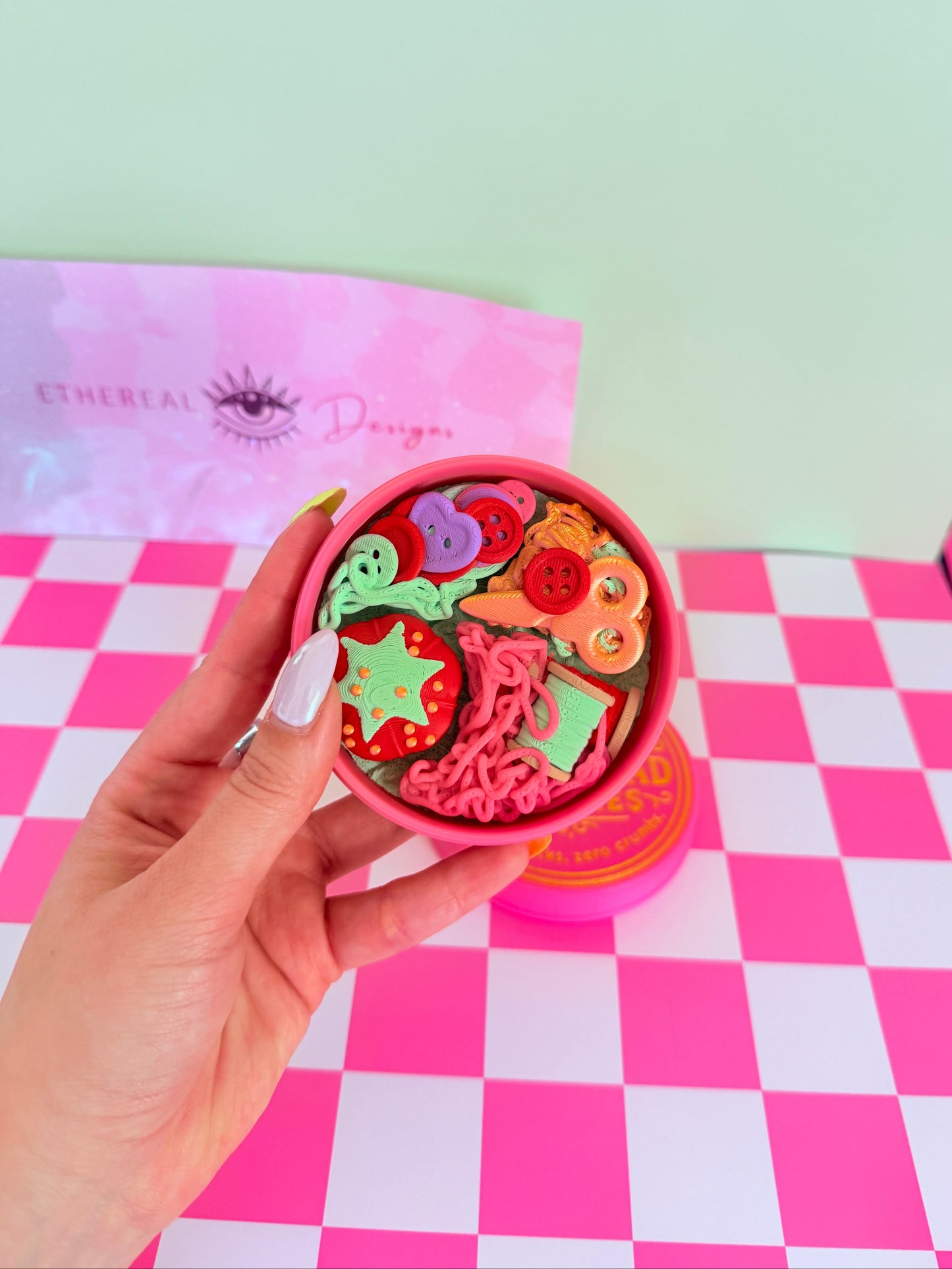 Sewing Kit Cookie Tin Fidget Clicker