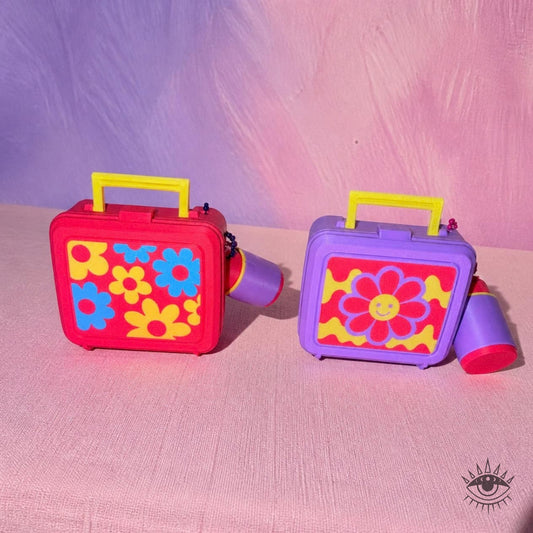 Retro Lunch Box Clickers with thermos cups
