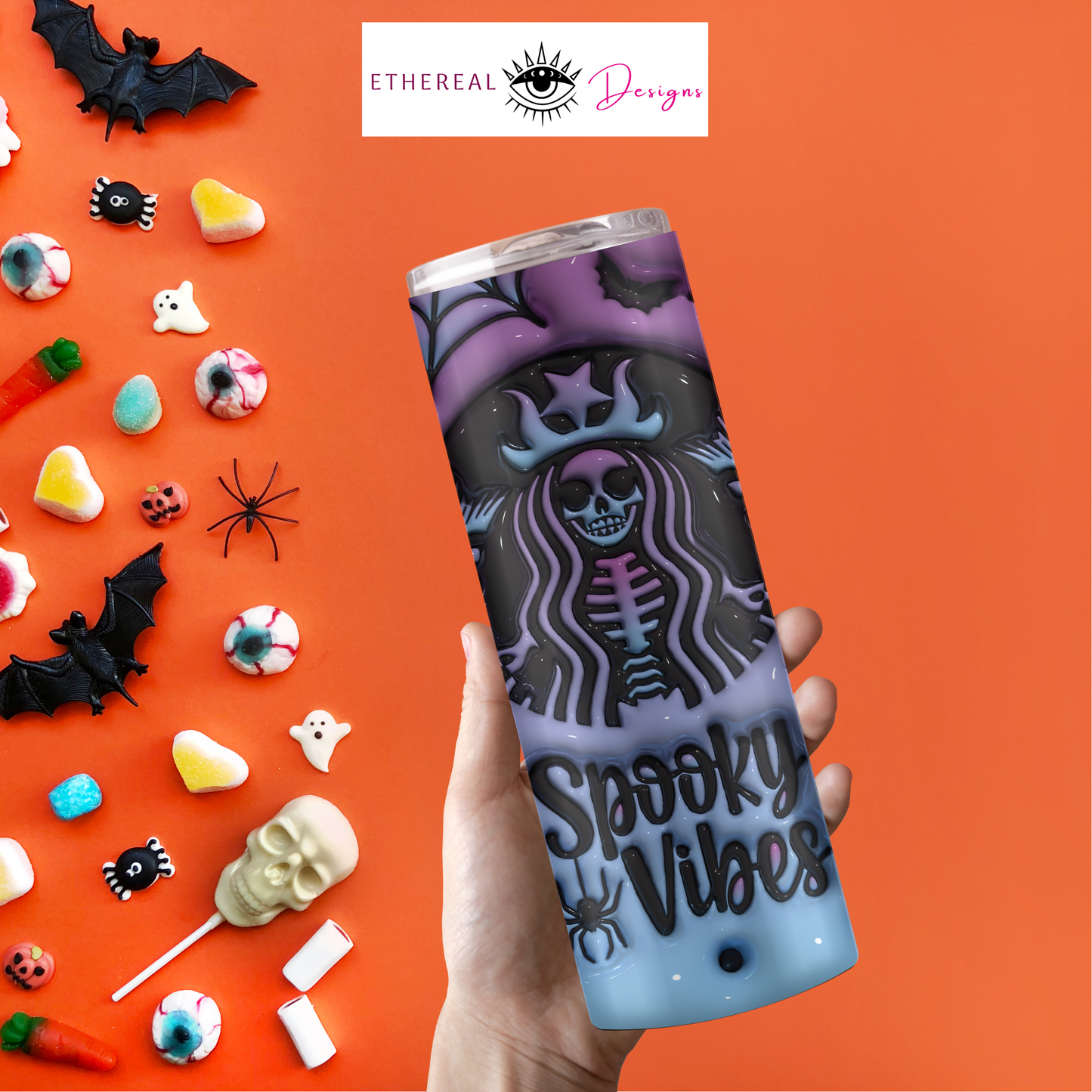 Spooky Vibes Purple- 3D Tumbler