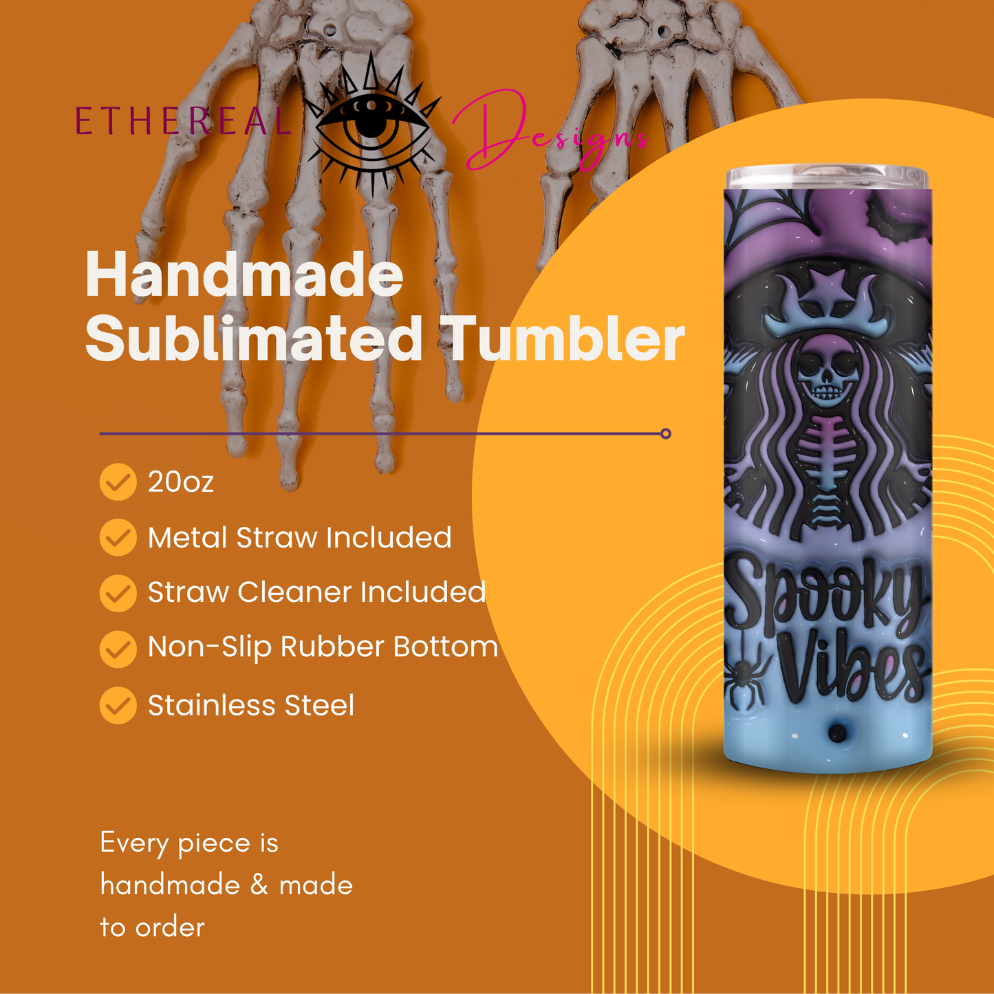 Spooky Vibes Purple- 3D Tumbler