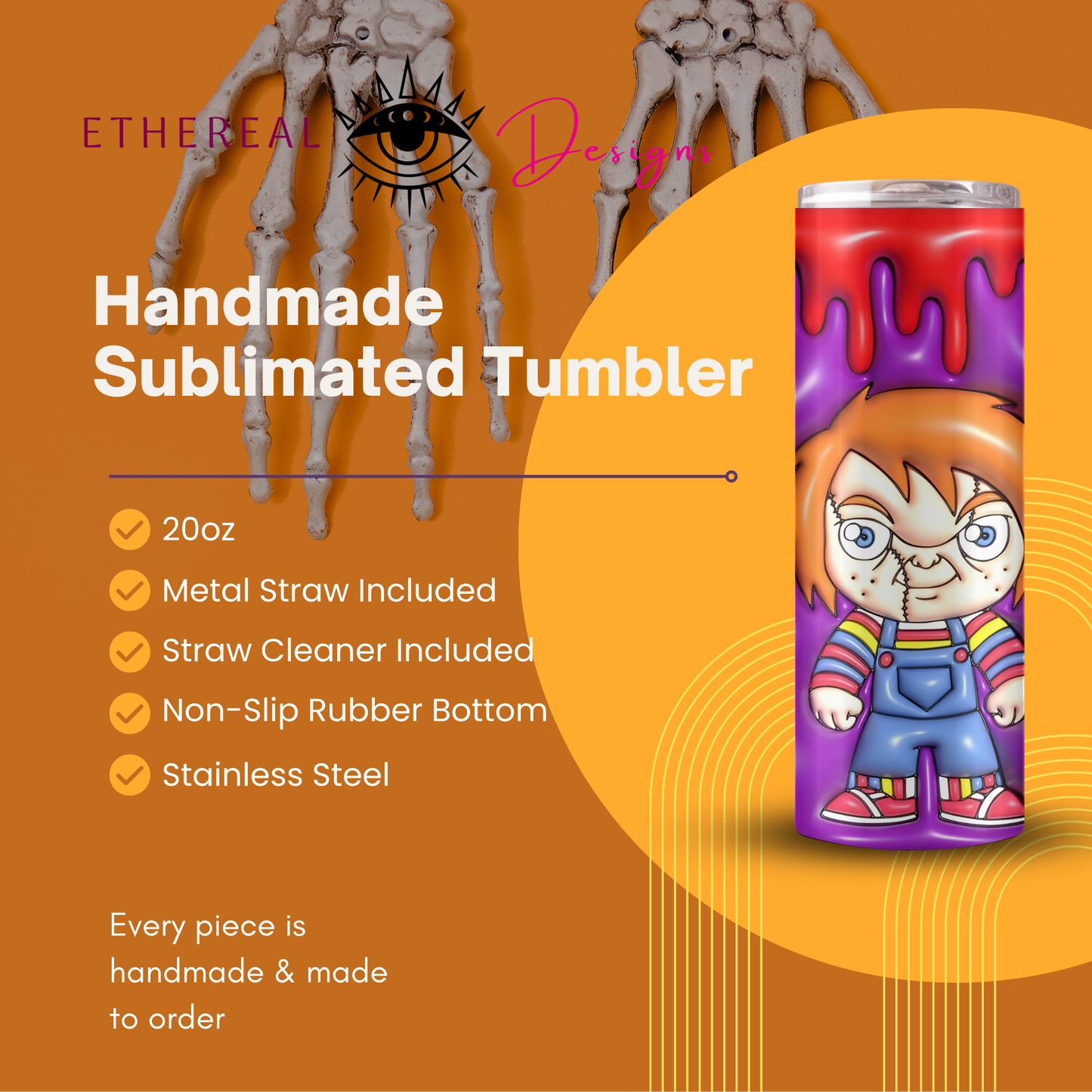 Cute Horror Doll-3D Tumbler