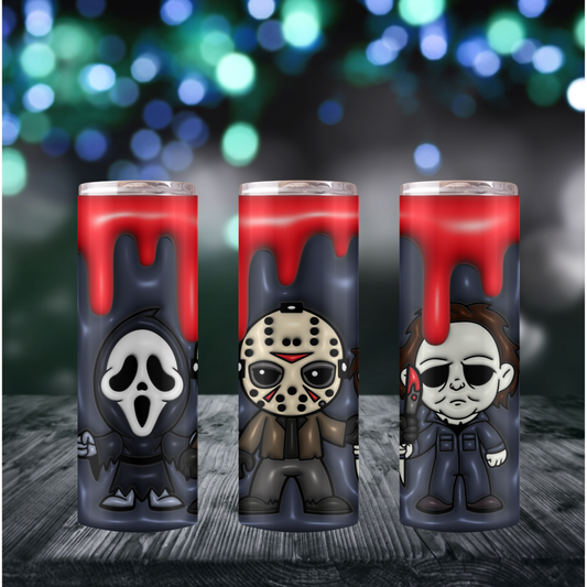 3 Horror Characters- Grey -3D Tumbler