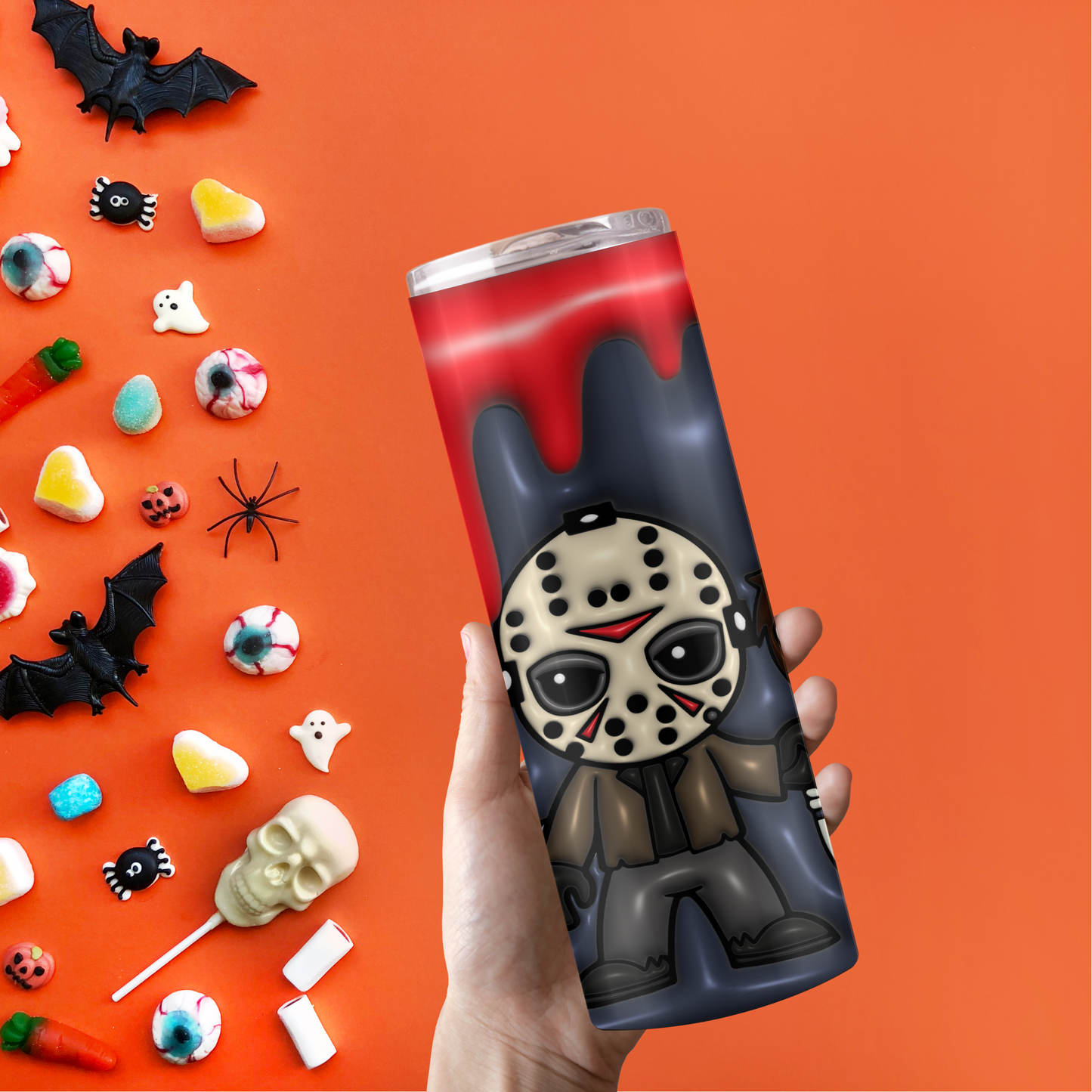 3 Horror Characters- Grey -3D Tumbler