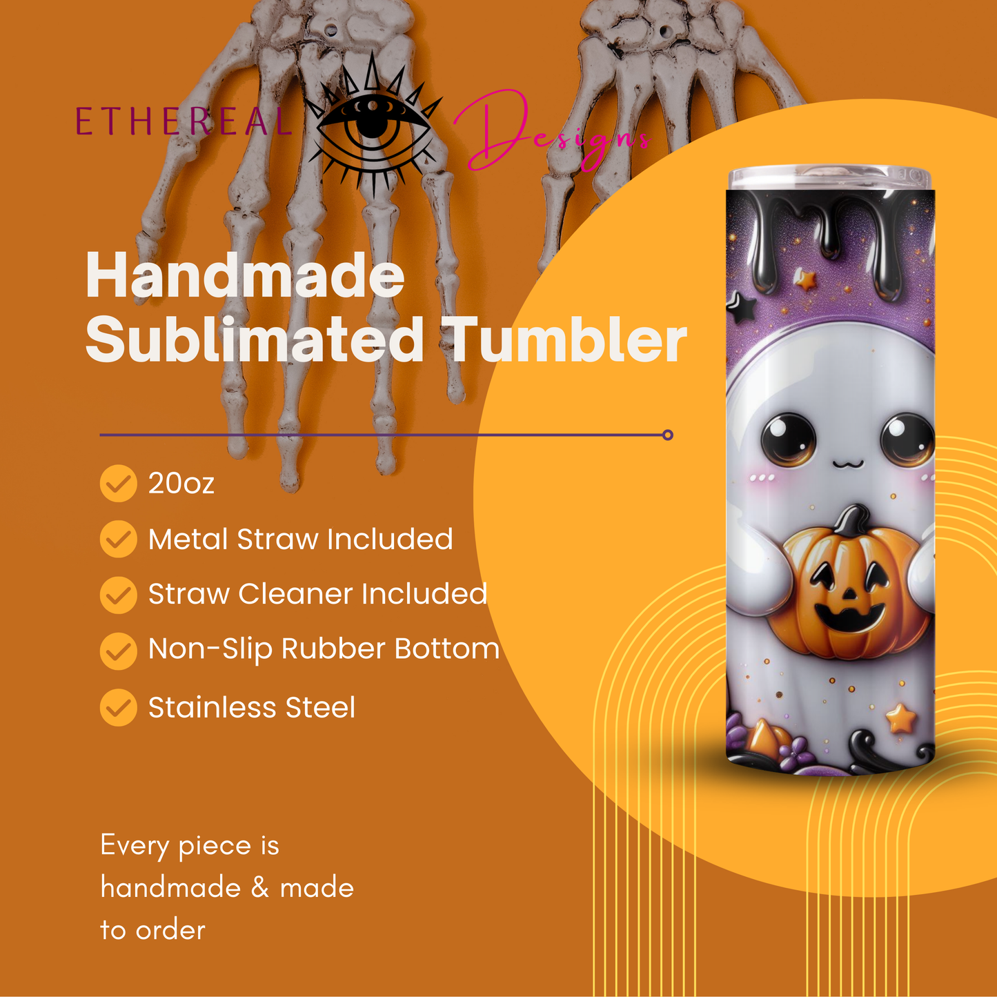 Cute Ghost-3D Tumbler