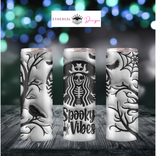 Spooky Vibes Black & White-3D Tumbler